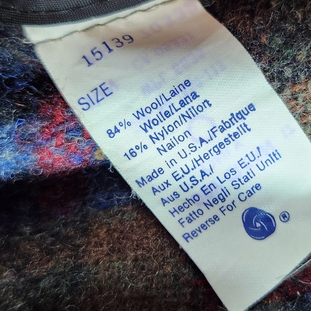 Woolrich Vintage Wool Blend Coat Patchwork Plaid Multicolor | Women's Size L - Picture 7 of 9